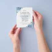 Modernes Blue Hydrangea FOTO Hochzeit Einladung Flyer (Gruppe)