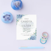 Modernes Blue Hydrangea FOTO Hochzeit Einladung Flyer (Einzeln)