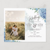 Modernes Blue Hydrangea FOTO Hochzeit Einladung Flyer (Vorne)