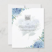 Modernes Blue Hydrangea Hochzeiteinladung QR Code (Rückseite)
