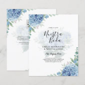 Modernes Blue Hydrangea Hochzeiteinladung QR Code (Vorne/Hinten)