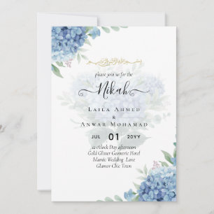 Modernes Blue Hydrangea Hochzeiteinladung QR Code Einladung