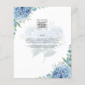 Modernes Blue Hydrangea Hochzeiteinladung QR Code Flyer (Hinten)