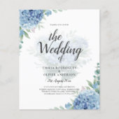 Modernes Blue Hydrangea Hochzeiteinladung QR Code Flyer (Vorne)