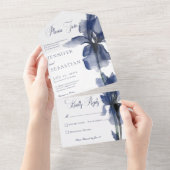 Modernes Blue Iris Blume Kein Abendessen All In One Einladung (Abreißen)