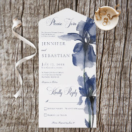 Modernes Blue Iris Blume Kein Abendessen All In One Einladung
