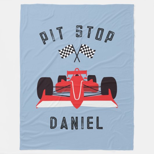 Modernes Blue Kids Red Racing Car Fleecedecke (Vorderseite)