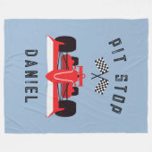 Modernes Blue Kids Red Racing Car Fleecedecke (Vorderseite (Horizontal))