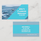 Modernes Blue Klempner Wassertropfen Visitenkarte (Vorne/Hinten)