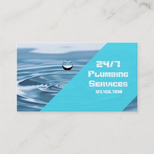 Modernes Blue Klempner Wassertropfen Visitenkarte (Vorderseite)