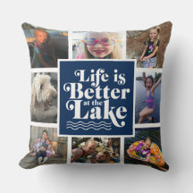 Modernes Blue Lake Life Family Foto Pillow
