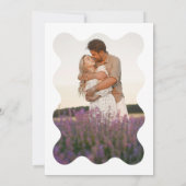 Modernes Blue Lavender Wave Scallop Foto Hochzeit Save The Date (Rückseite)