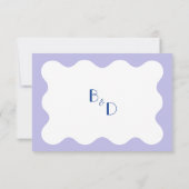 Modernes Blue Lavender Wave Scallop QR Code Hochze RSVP Karte (Rückseite)
