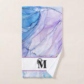Modernes Blue & Lila Marbour Alcohol Ink Monogramm Badhandtuch Set (Handtuch)