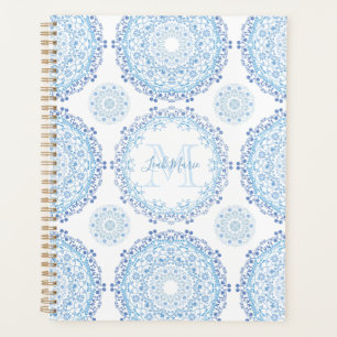 Modernes Blue Mandala Mit Monogramm Chic Planer