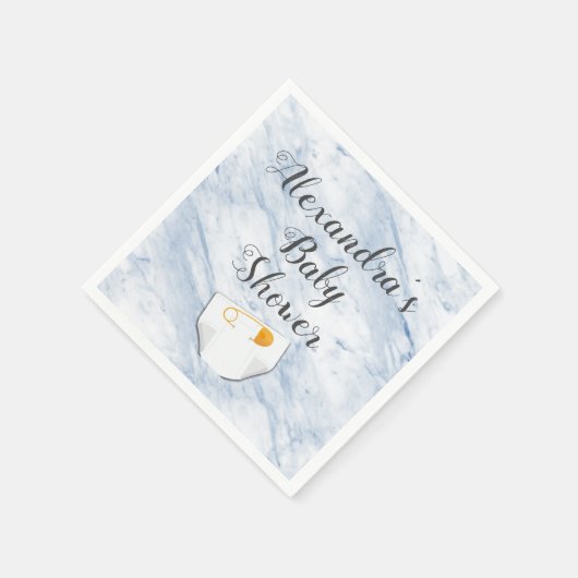 Modernes Blue Marble Baby Dusche Windeln Personali Serviette (Ecke)