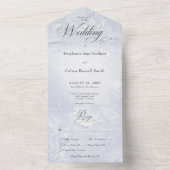 Modernes Blue Marble Minimal Monogram Dinner All In One Einladung (Innen Boden)