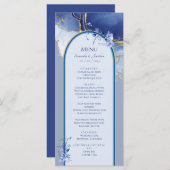 Modernes Blue Marble Wedding Flat Menu Menükarte (Vorne/Hinten)