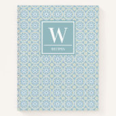 Modernes Blue Medallion Monogram Kitchen Rezept Notizblock (Vorderseite)