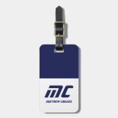 Modernes Blue Mit Monogramm Name Fett Simplistic Gepäckanhänger (Vorderseite vertikal)