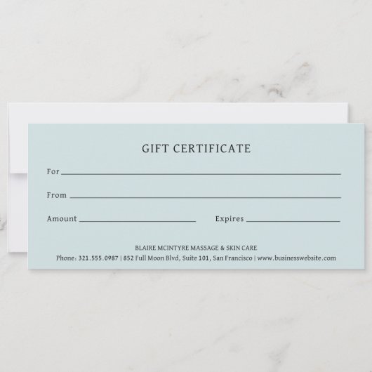 Modernes Blue Moon Phases Elegantes Geschenkzertif (Rückseite)