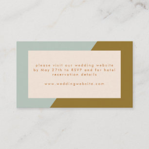 Modernes Blue Olive Color Block Hochzeitsszenario Begleitkarte