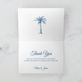 Modernes Blue Palm Beach Wedding Foto Dankeskarte (Innenseite)