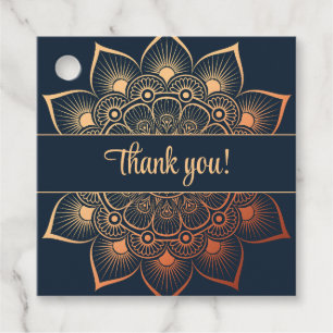 Modernes Blue Peach Mandala Produkt Tag Geschenkanhänger