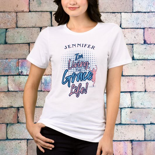 Modernes Blue Pink Grace Life Frauen personalisier Tri-Blend Shirt
