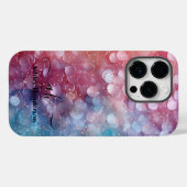 Modernes Blue Pink Ombre Glitzer Mit Monogramm Chi Case-Mate iPhone Hülle (Rückseite (Horizontal))
