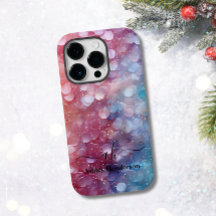 Modernes Blue Pink Ombre Glitzer Mit Monogramm Chi