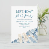 Modernes Blue Pool Party Geburtstagseinladung Einladung (Stehend Vorderseite)