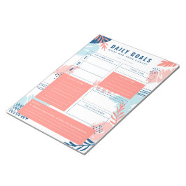 Modernes Blue-Powder Daily Goals Planner Notepad Notizblock