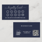 Modernes Blue QR Code-Logo für Navy Treuekarte (Vorne/Hinten)