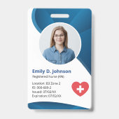 Modernes Blue Registered Nurse RN Ausweis (Vorderseite)