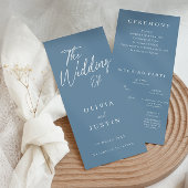 Modernes Blue Script Hochzeitsprogramm