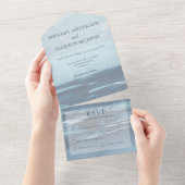 Modernes Blue Seascape Beach Dinner All In One Einladung (Abreißen)