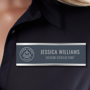 Modernes Blue Silver Business Logo Namensschild