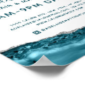 Modernes Blue Silver Glitzer Friseur Salon Open Si Poster (Ecke)