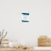 Modernes Blue Silver Glitzer Friseur Salon Open Si Poster (Küche)