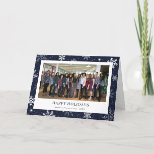 Modernes Blue Snowflake Foto Business Feiertagskarte