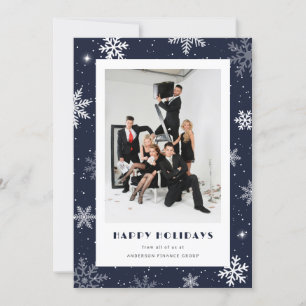 Modernes Blue Snowflake Foto Corporate Business Feiertagskarte