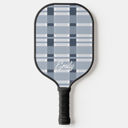 Modernes Blue Soft Kariert Name Pickleball Paddel Pickleball Schläger (Vorderseite)