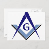 Modernes Blue Square & Compasses Postkarte (Vorne/Hinten)