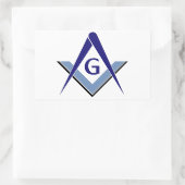 Modernes Blue Square & Compasses Rechteckiger Aufkleber (Tasche)