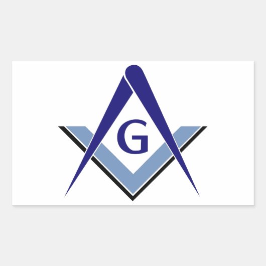Modernes Blue Square & Compasses Rechteckiger Aufkleber (Vorderseite)