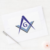 Modernes Blue Square & Compasses Rechteckiger Aufkleber (Umschlag)