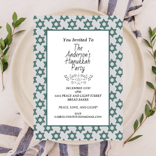 Modernes Blue Star des David Hanukkah Day Party Einladung