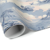 Modernes Blue Stom Ocean Toile de Jouy Pattern Geschenkpapier (Rolleneckpunkt)
