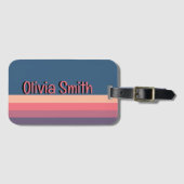 Modernes Blue Strip Name Gepäckanhänger (Vorderseite (Horizontal))